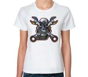 Metal Skull женская футболка с коротким рукавом (цвет: белый)