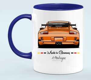 Porsche GT3 RS кружка двухцветная (цвет: белый + синий)