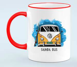 Samba Bus кружка с кантом (цвет: белый + красный)