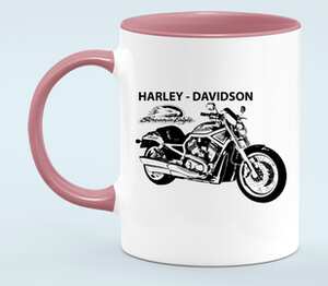 Harley-Davidson / Харлей кружка двухцветная (цвет: белый + розовый)