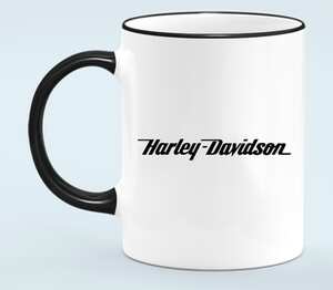 Harley-Davidson / Харлей Дэвидсон кружка с кантом (цвет: белый + черный)