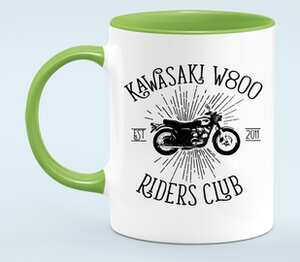 Kawasaki W800 Riders Club кружка двухцветная (цвет: белый + светло-зеленый)