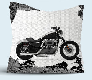 Harley-Davidson Sportster подушка с пайетками (цвет: белый + черный)