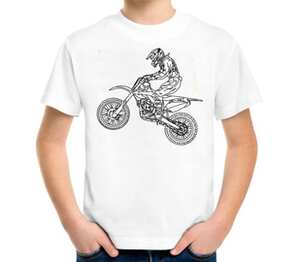 Мотоциклист детская футболка с коротким рукавом (цвет: белый)