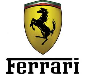 Эмблема Феррари (ferrari) кружка с кантом (цвет: белый + желтый)