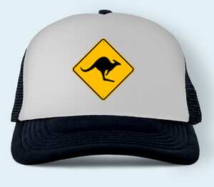 Дорожный знак - осторожно кенгуру бейсболка (цвет: черный)