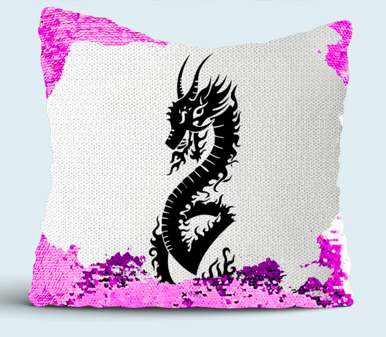 Дракон подушка с пайетками (цвет: белый + сиреневый)