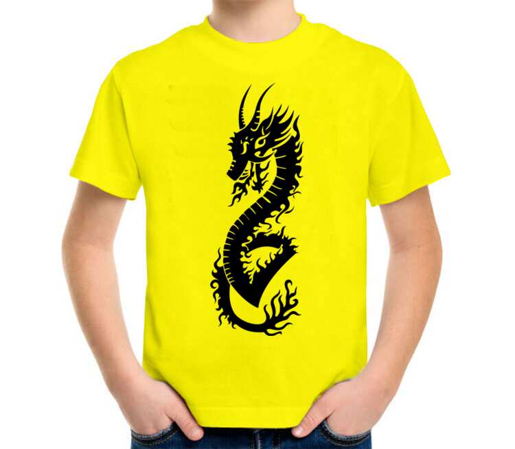Дракон детская футболка с коротким рукавом (цвет: лимон)