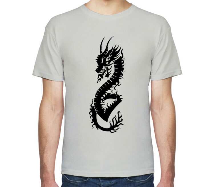 Дракон мужская футболка с коротким рукавом (цвет: серебро)