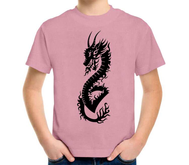 Дракон детская футболка с коротким рукавом (цвет: розовый меланж)