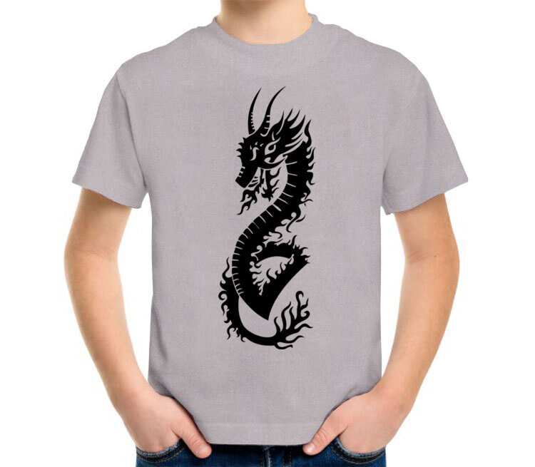 Дракон детская футболка с коротким рукавом (цвет: серый меланж)