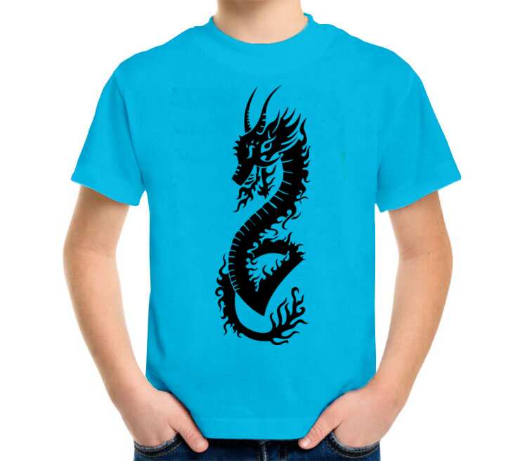 Дракон детская футболка с коротким рукавом (цвет: голубой)