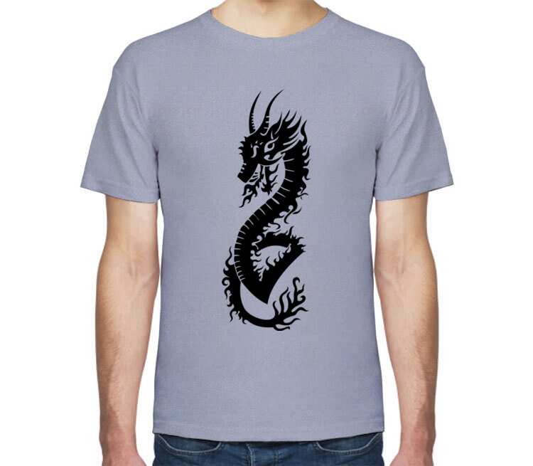 Дракон мужская футболка с коротким рукавом (цвет: голубой меланж)