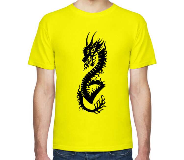 Дракон мужская футболка с коротким рукавом (цвет: лимон)