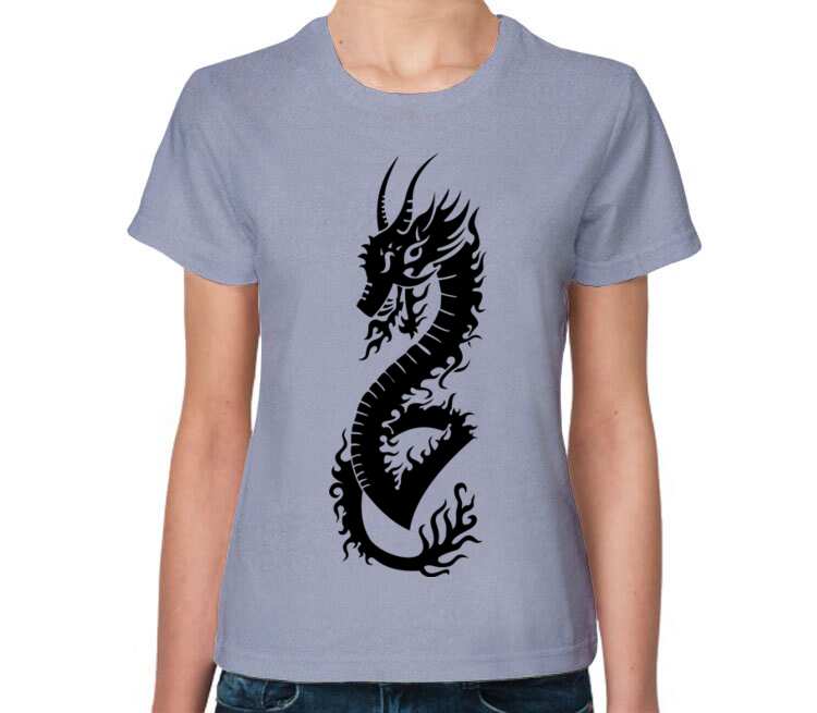 Дракон женская футболка с коротким рукавом (цвет: голубой меланж)