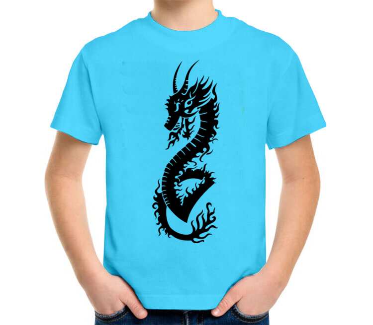 Дракон детская футболка с коротким рукавом (цвет: небесный)