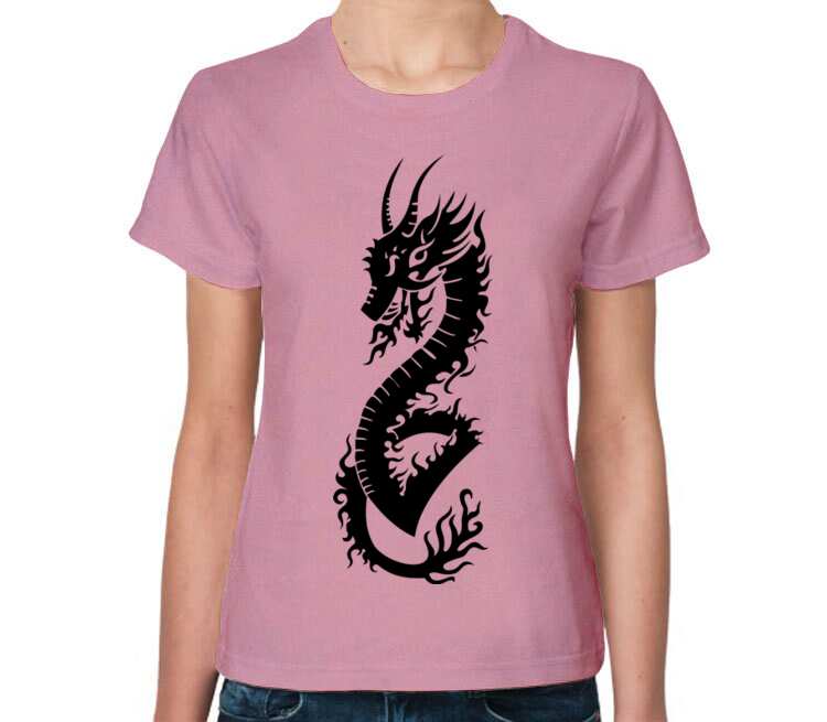 Дракон женская футболка с коротким рукавом (цвет: розовый меланж)