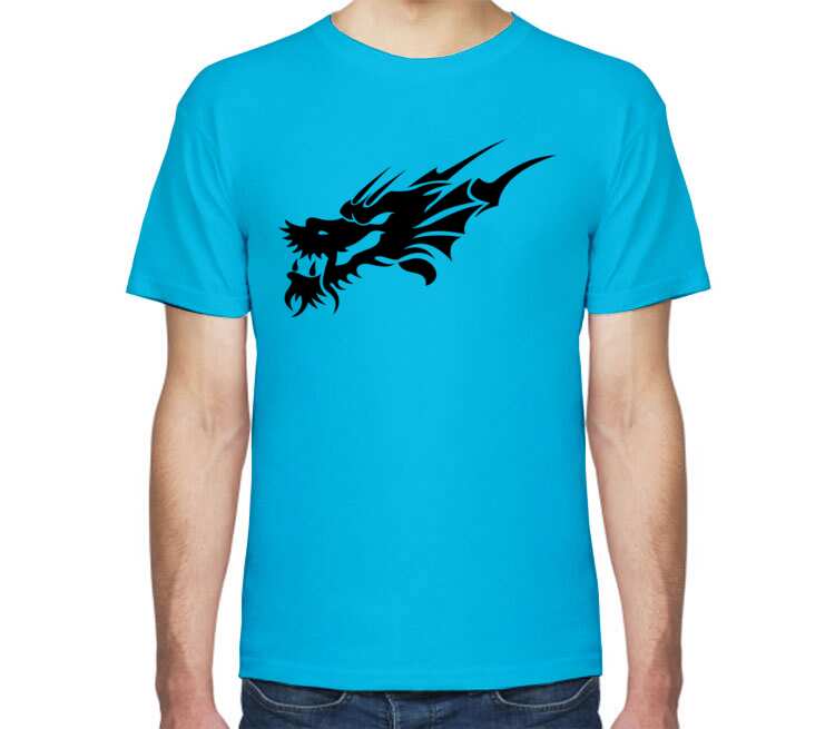 Дракон мужская футболка с коротким рукавом (цвет: голубой)