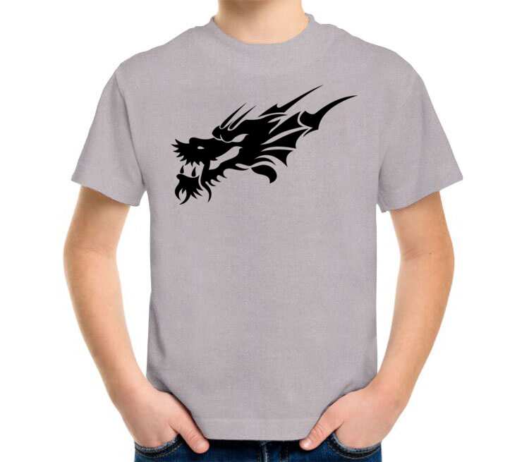 Дракон детская футболка с коротким рукавом (цвет: серый меланж)