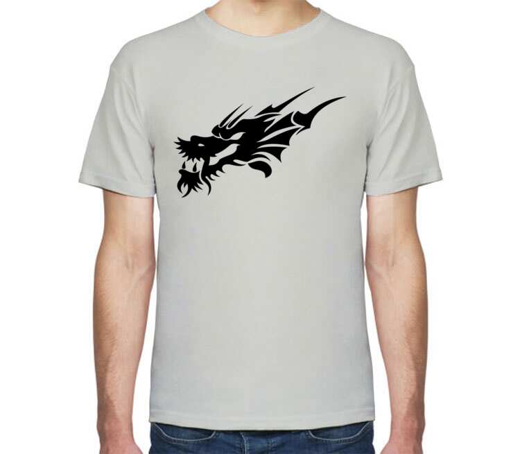 Дракон мужская футболка с коротким рукавом (цвет: серебро)