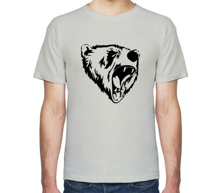 Сибирский Медведь мужская футболка с коротким рукавом (цвет: серебро)