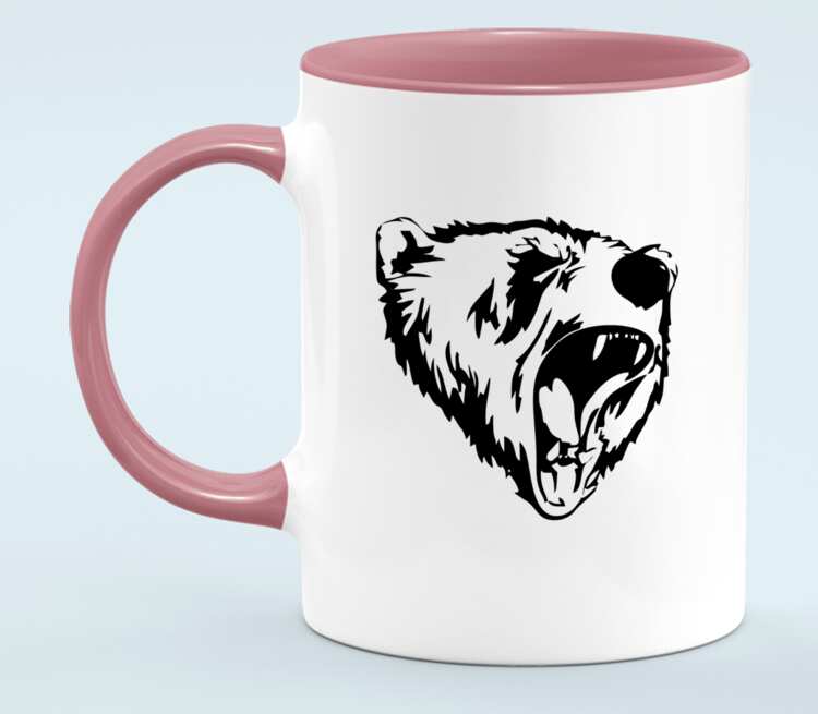 Сибирский Медведь кружка двухцветная (цвет: белый + розовый)