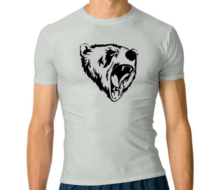 Сибирский Медведь мужская футболка с коротким рукавом стрейч (цвет: серебро)