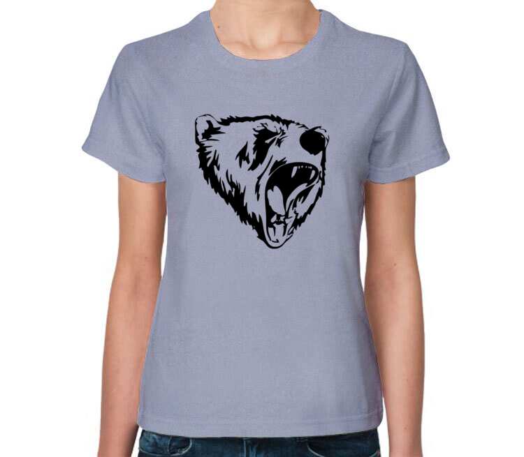 Сибирский Медведь женская футболка с коротким рукавом (цвет: голубой меланж)
