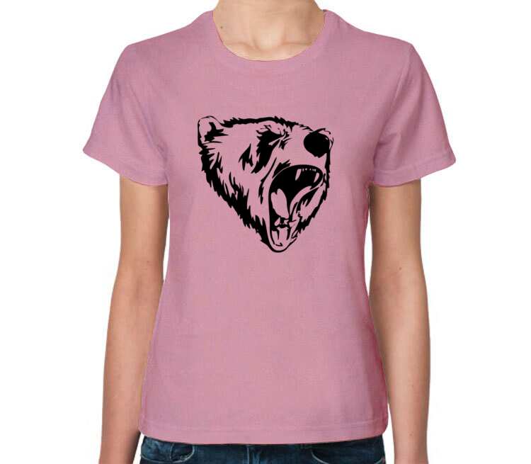 Сибирский Медведь женская футболка с коротким рукавом (цвет: розовый меланж)