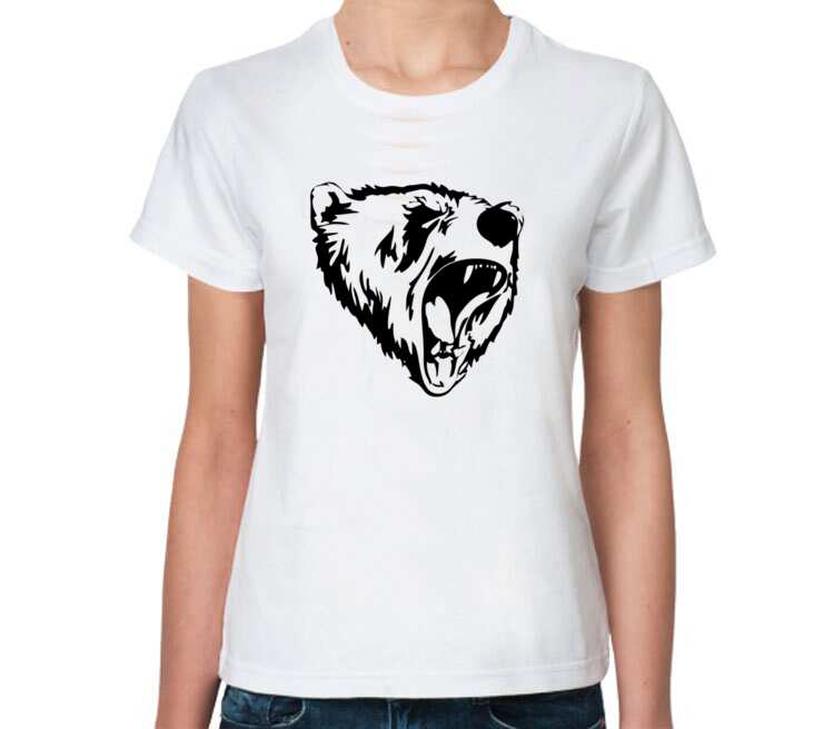 Сибирский Медведь женская футболка с коротким рукавом (цвет: белый)