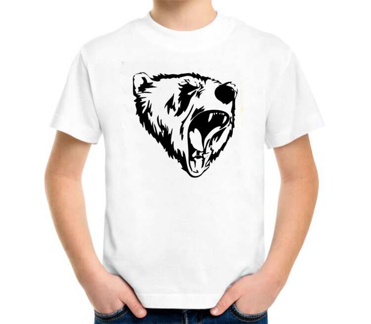 Сибирский Медведь детская футболка с коротким рукавом (цвет: белый)