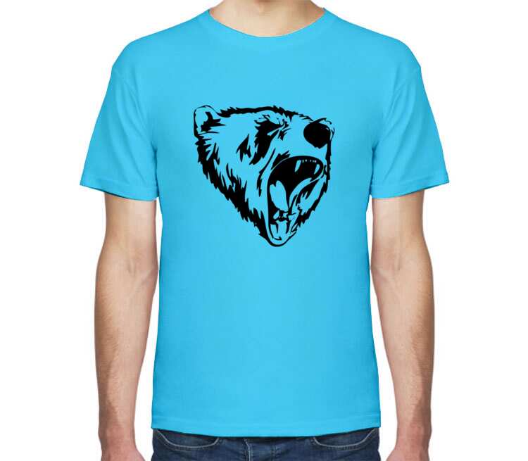Сибирский Медведь мужская футболка с коротким рукавом (цвет: небесный)