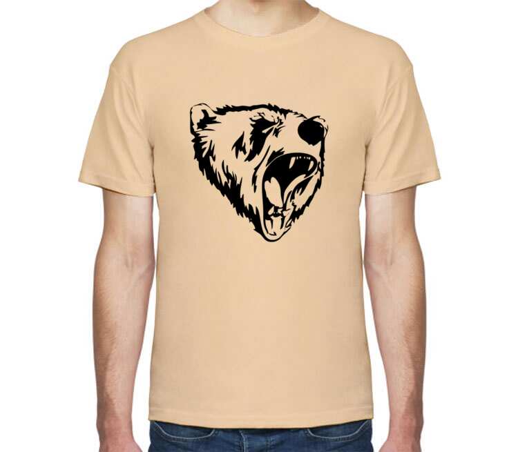 Сибирский Медведь мужская футболка с коротким рукавом (цвет: бежевый)