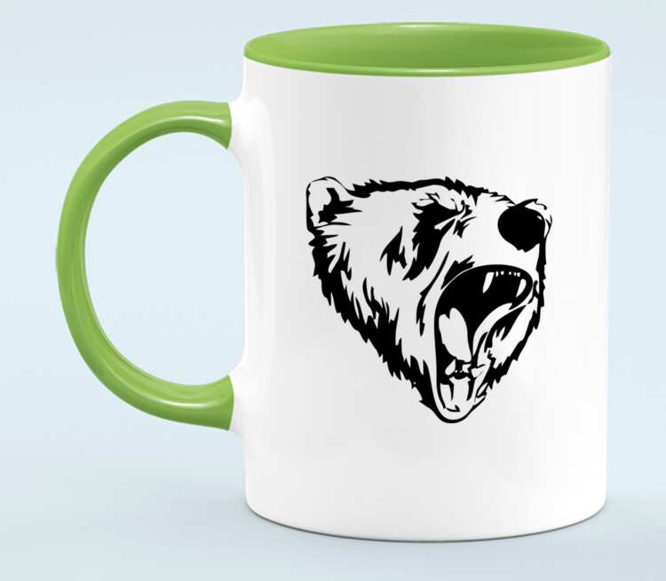 Сибирский Медведь кружка двухцветная (цвет: белый + светло-зеленый)