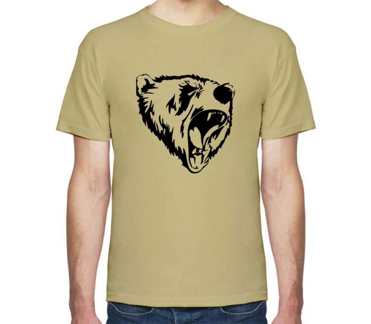 Сибирский Медведь мужская футболка с коротким рукавом (цвет: песочный)