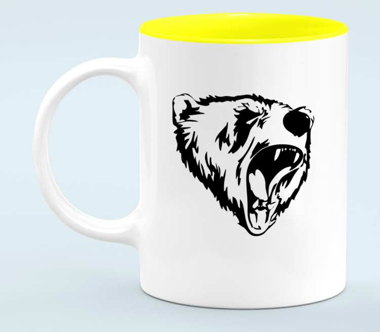 Сибирский Медведь кружка хамелеон двухцветная (цвет: белый + желтый)