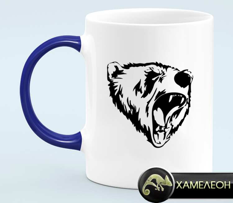 Сибирский Медведь кружка хамелеон (цвет: белый + синий)