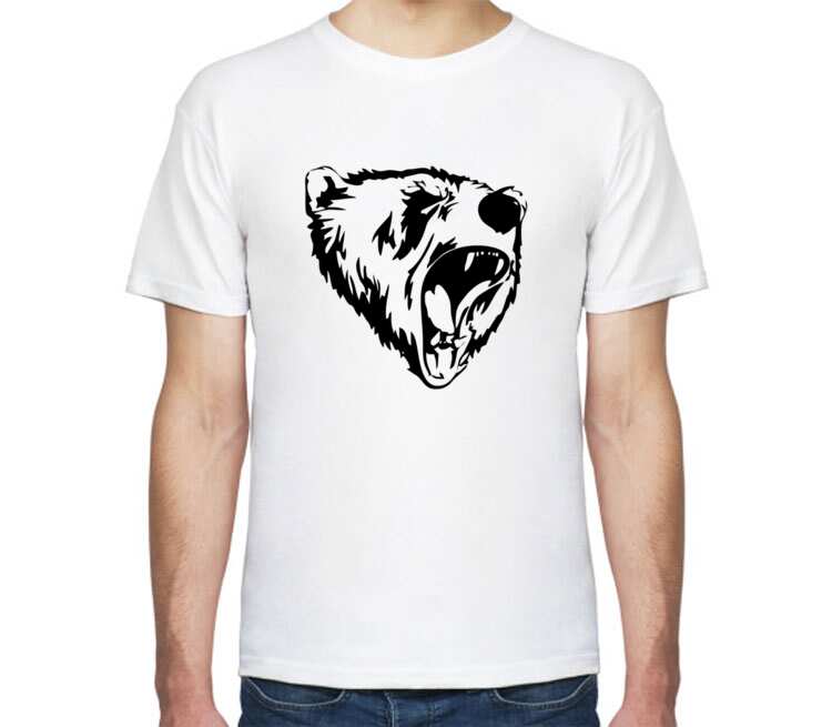 Сибирский Медведь мужская футболка с коротким рукавом (цвет: белый)