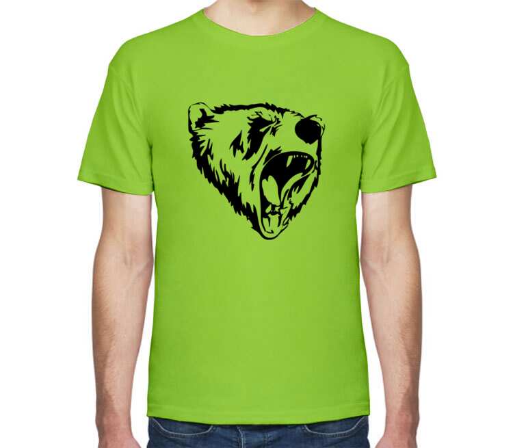 Сибирский Медведь мужская футболка с коротким рукавом (цвет: салатовый)