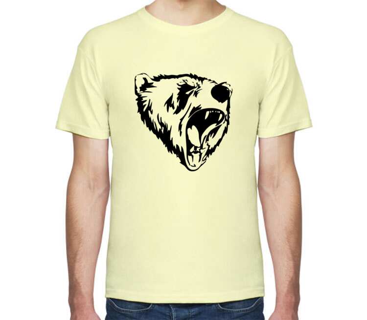 Сибирский Медведь мужская футболка с коротким рукавом (цвет: слоновая кость)