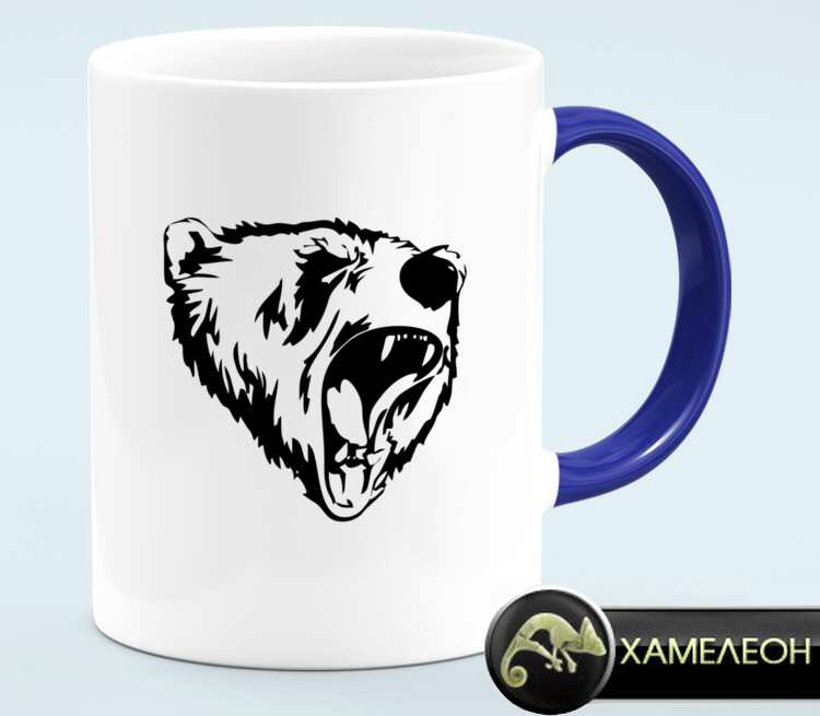 Сибирский Медведь кружка хамелеон (цвет: белый + синий)