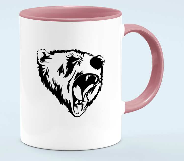 Сибирский Медведь кружка двухцветная (цвет: белый + розовый)
