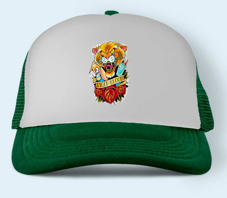 Тату тигр бейсболка (цвет: зеленый)