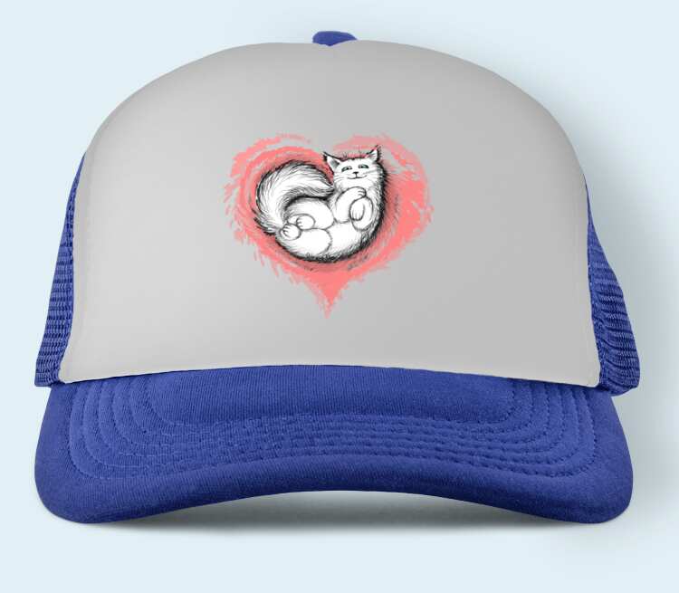 Влюбленный котик бейсболка (цвет: синий)
