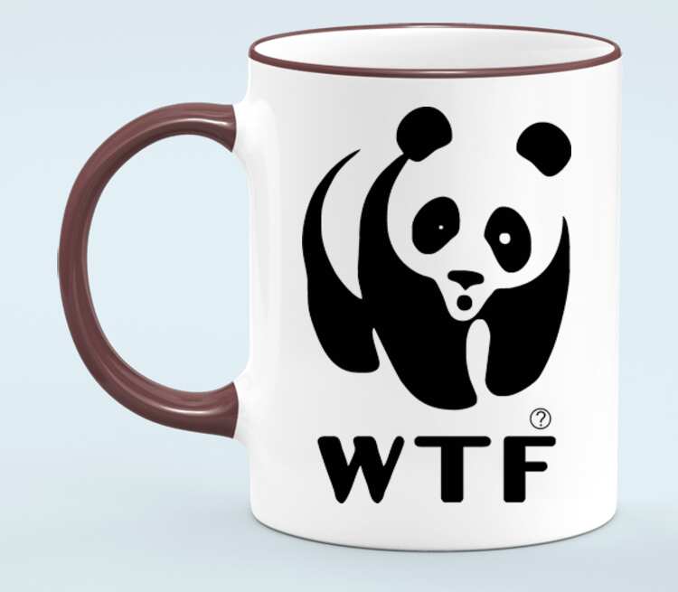 Панда WTF кружка с кантом (цвет: белый + бордовый)