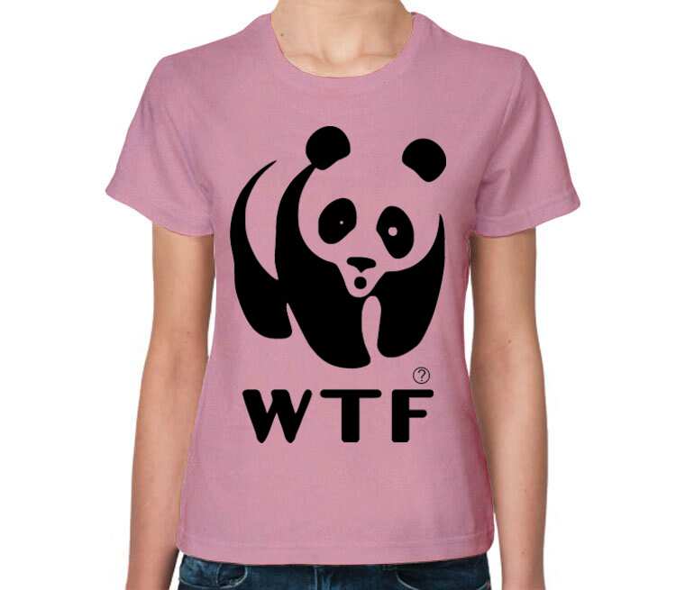 Панда WTF женская футболка с коротким рукавом (цвет: розовый меланж)