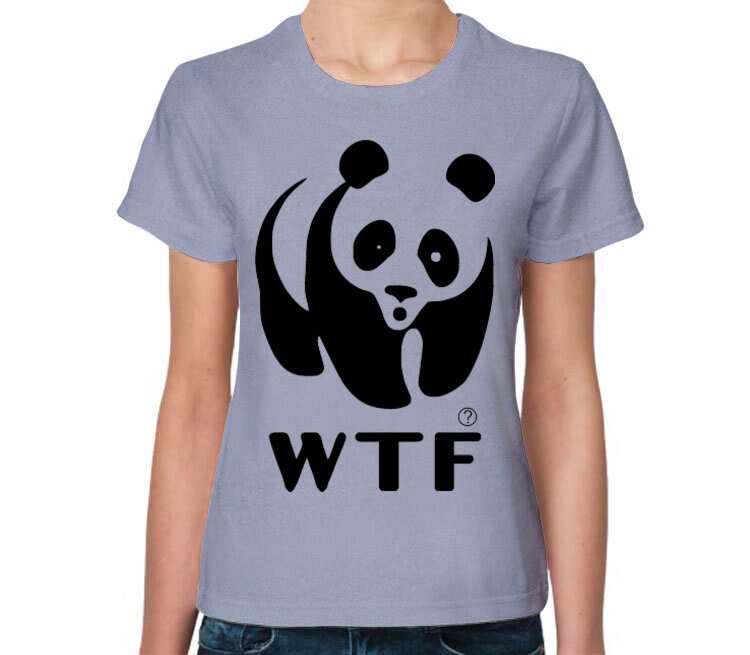 Панда WTF женская футболка с коротким рукавом (цвет: голубой меланж)