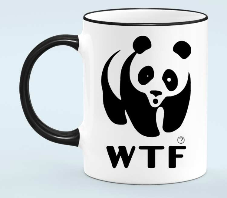 Панда WTF кружка с кантом (цвет: белый + черный)