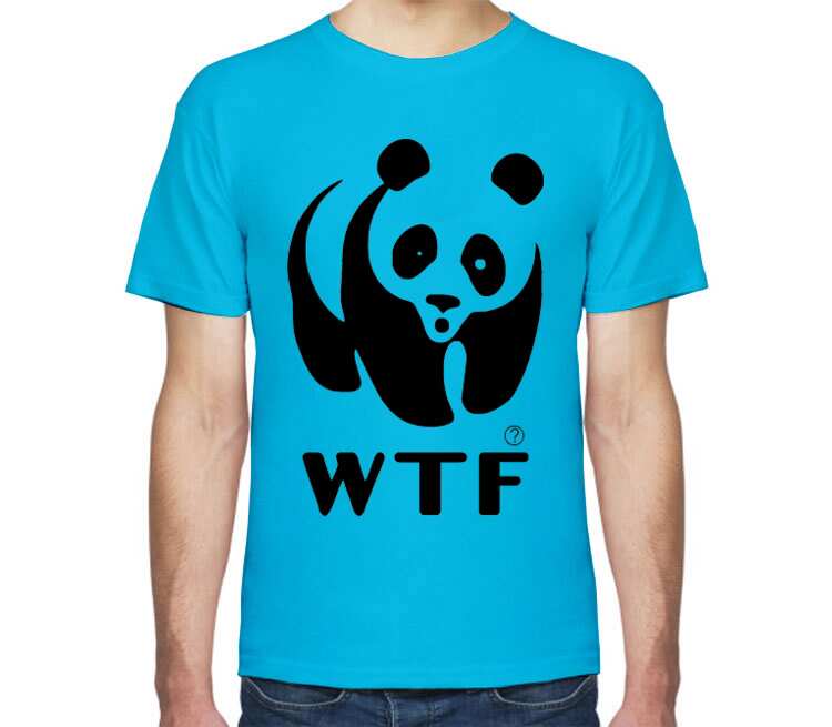 Панда WTF мужская футболка с коротким рукавом (цвет: голубой)