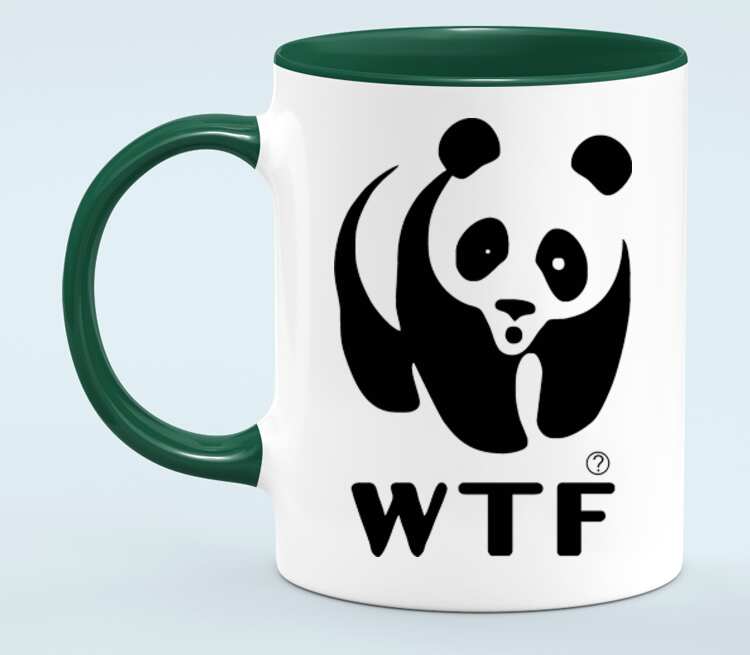 Панда WTF кружка двухцветная (цвет: белый + зеленый)
